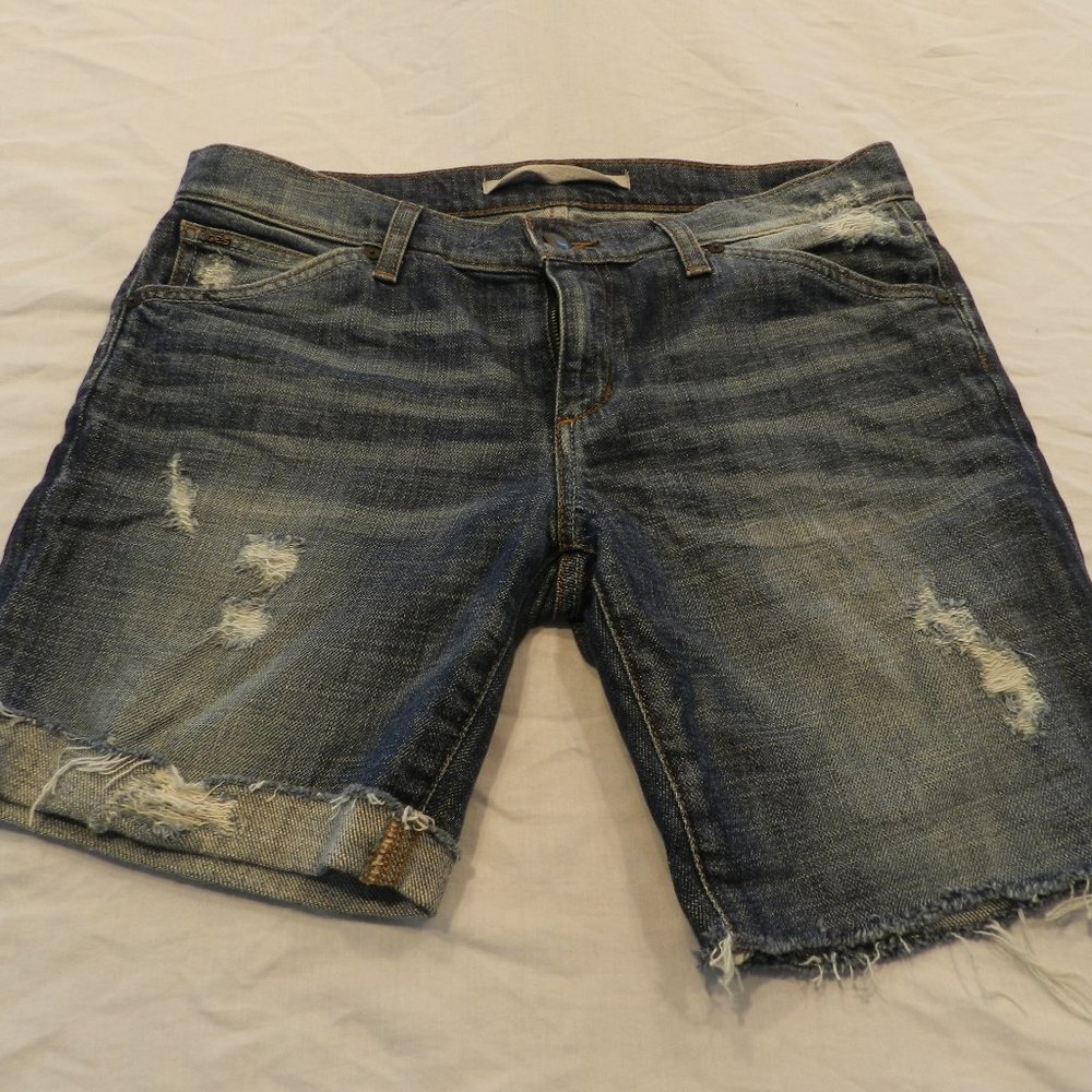Joe's Jeans distressed 5-pocket denim shorts, medium wash, adjustable length